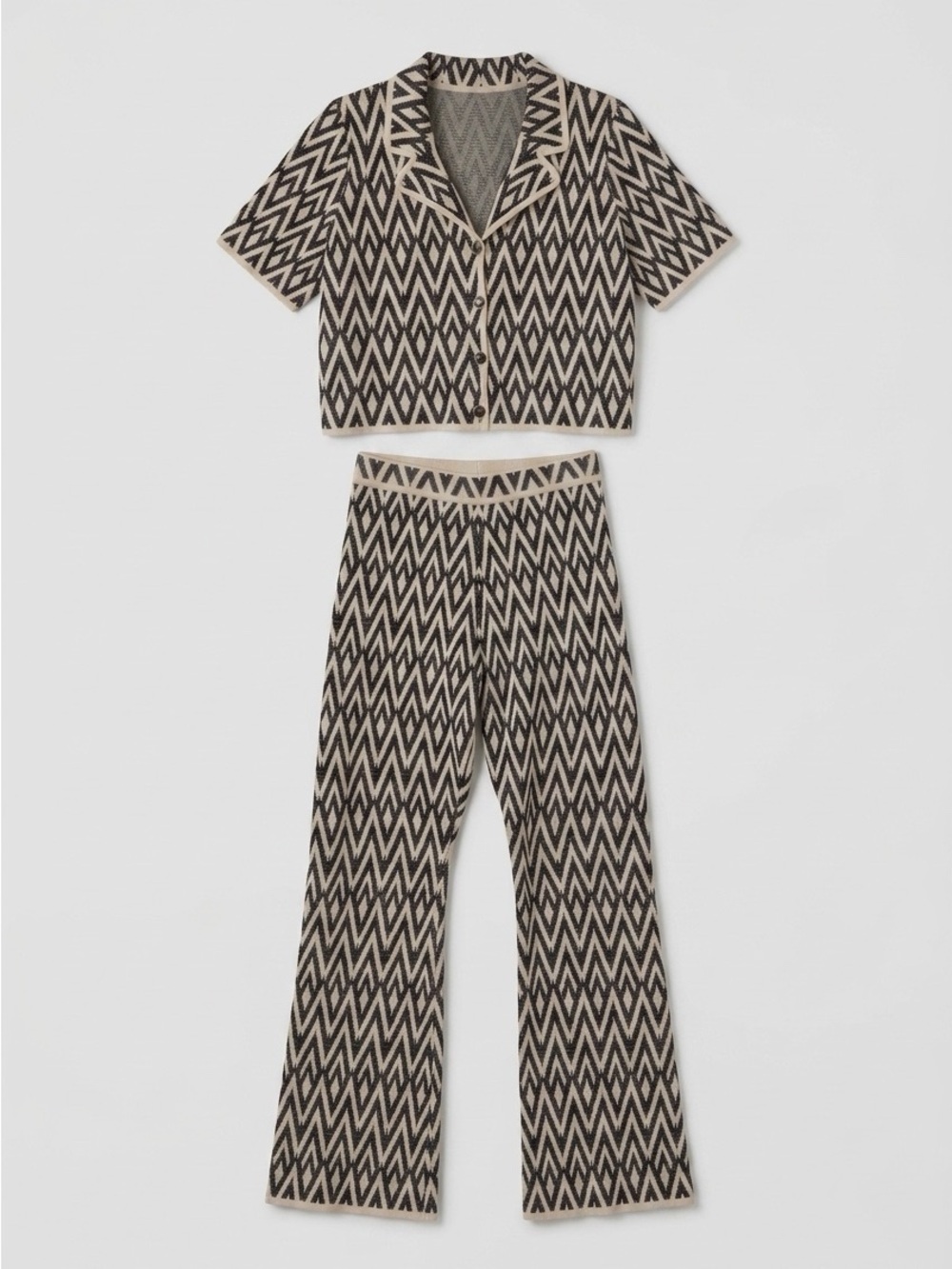House of Harlow Black & White Chevron Button Down Shirt & Pants Set Size Medium